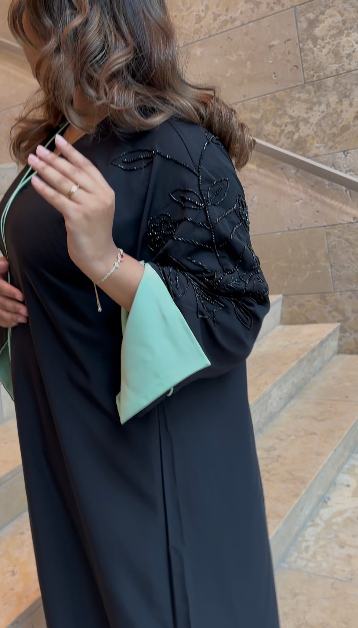 Noir Menthe Abaya Deluxe + GRATIS HIJAB