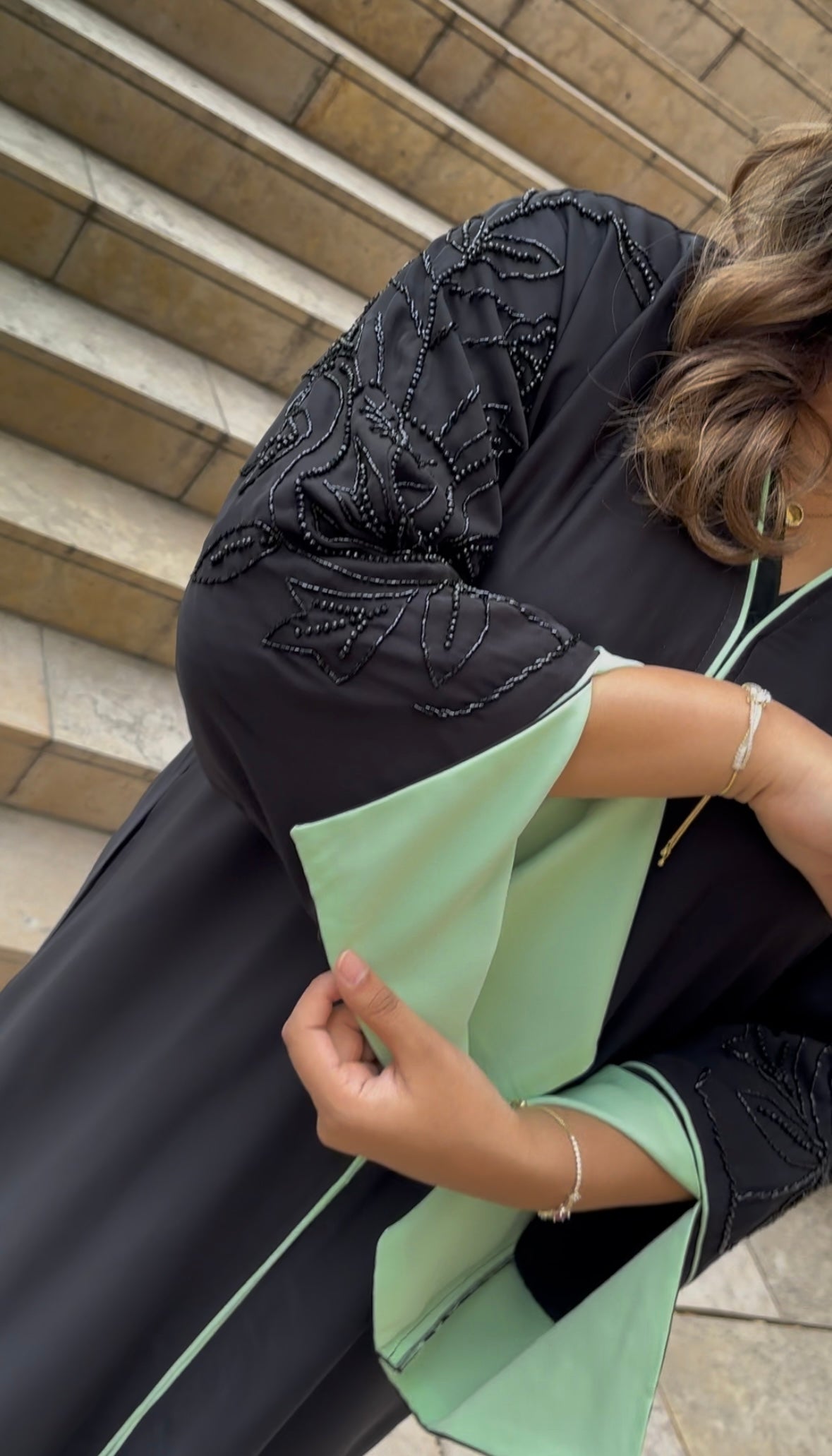 Noir Menthe Abaya Deluxe + GRATIS HIJAB